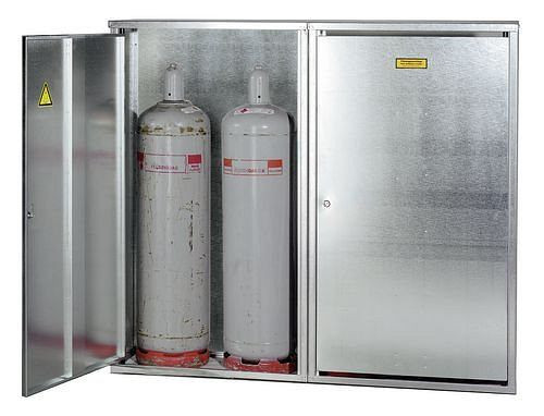 DENIOS Flüssiggasflaschenschrank ST 40, für 4 x 33kg Flasche, geschlossene Wand + 2-flügelige Tür, 116962