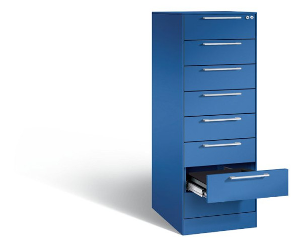 C+P Karteischrank Asisto, H1310xB440xT600mm, Farbe: Enzianblau, Bügelgriff, 146225-822 S10014