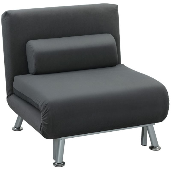 HOMCOM Klappsessel mit Bettfunktion, klappbarer Relaxsessel in Samtoptik, Verstellbare Rückenlehne, 75 x 70 x 75 cm, Dunkelgrau, 833-066V02CG