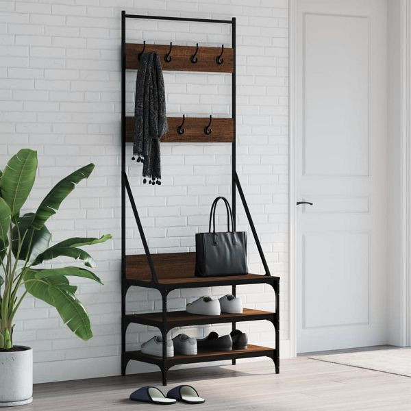 vidaXL Kleiderständer mit Schuhablage Braun Eichen-Optik 70x40x184 cm, 837846