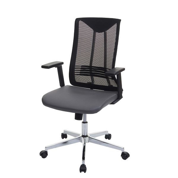 Mendler Bürostuhl HWC-J53, Drehstuhl Schreibtischstuhl, ergonomisch Kunstleder, grau, 81084