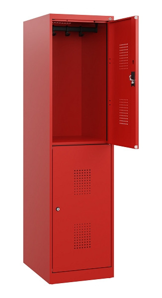 C+P Doppelstöckiger Spind Evolo PLUS, 2 Fächer, 1530x400x500mm, 3020/3020, Zylinderschloss, 0493005-12 S10077