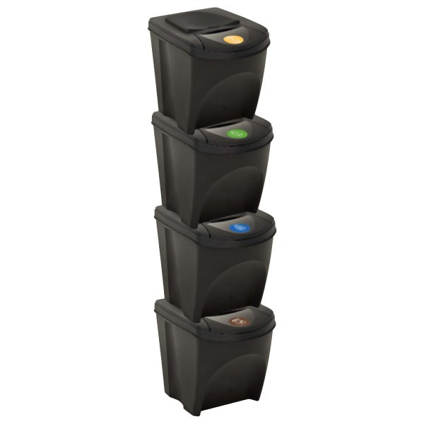 vidaXL Stapelbare Mülleimer 4 Stück Anthrazit 100 L, 316185