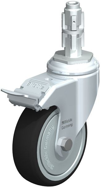 Blickle LKRA-PATH 101K-11-FI-FK-E13 Apparate-Lenkrolle mit Expander & Feststeller, Thermoplastisches Polyurethan, Grau, 848802