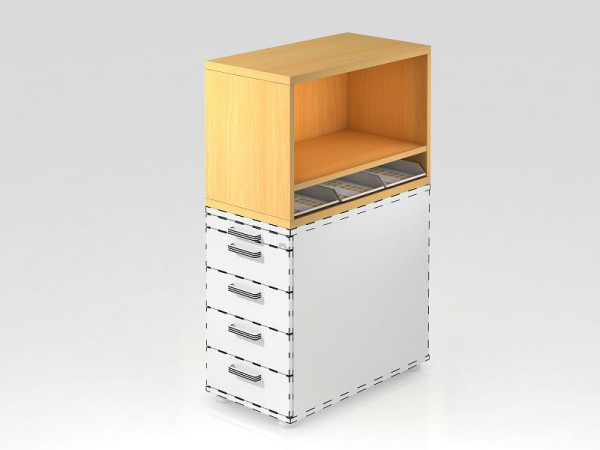 Hammerbacher Aufsatzregal für Container SC Buche, 42,8x80x53 cm (BxTxH), VSCA1/6