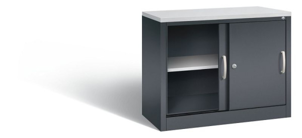 C+P Sideboard mit Schiebetüren Acurado, H720xB1000xT400mm, Farbe: Schwarzgrau, Bügelgriff, 2 OH, 5725-00 S10085