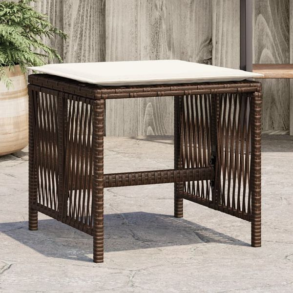 vidaXL Gartenhocker mit Kissen 4 Stück Braun 41x41x36 cm Poly Rattan, 365058