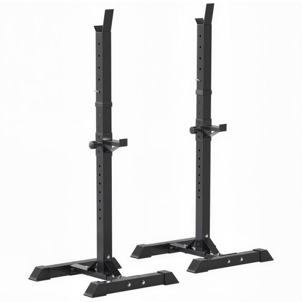 HOMCOM Hantelständer, 2er-Set, bis 150 kg belastbar, höhenverstellbar, Stahl, weiß+schwarz, 52 x 48 x 160 cm, A91-174V01