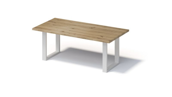 Bisley Fortis Table Regular, 2000 x 1000 mm, gerade Kante, geölte Oberfläche, O-Gestell, Oberfläche: natürlich / Gestellfarbe: verkehrsweiß, F2010OP396