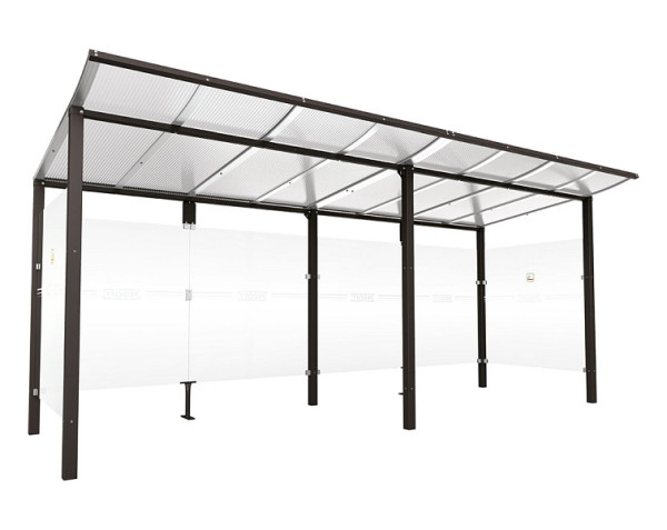 Procity Raucherunterstand Modulo - Ohne Frontverkleidung - Tiefe 1990 mm, Farbe RAL 9005, Maße: Breite 5000 x Höhe 2250 x Tiefe 2000 mm, 529573.9005