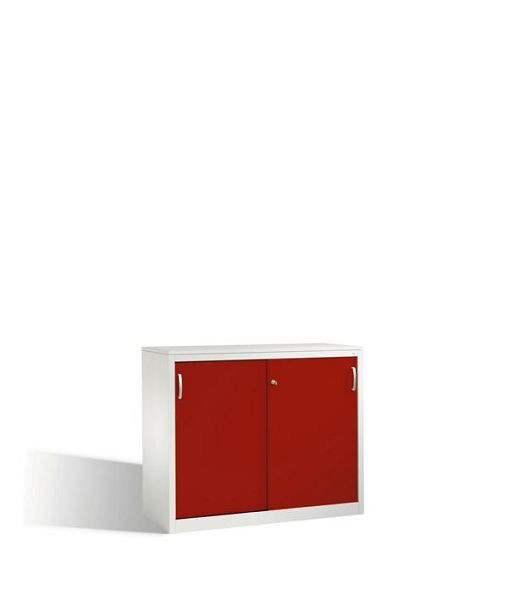 C+P Sideboard mit Schiebetüren Acurado, H1000xB1200xT500mm, Farbe: Lichtgrau / Rubinrot, Bügelgriff, 2056-00 S10049