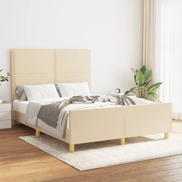 vidaXL Bettgestell mit Kopfteil Creme 140x190 cm Stoff, 3124973