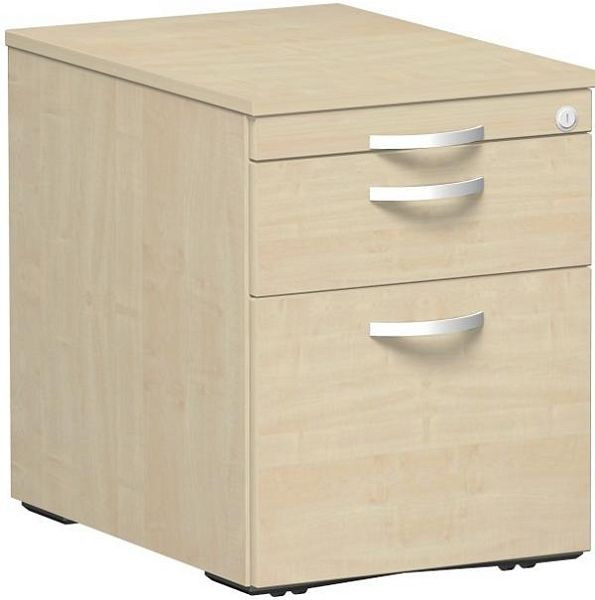 geramöbel Rollcontainer Hängeregistratur und 1 Kunststoff-Schubfach, Metall-Rollschubführung, 438x600x565, Ahorn/Ahorn, S-530152-AA