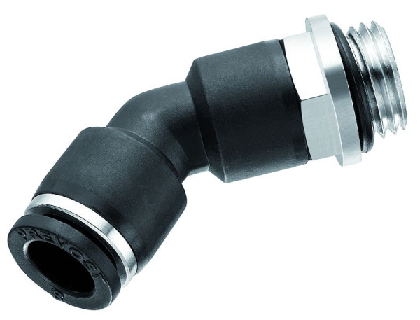 Prevost 135°- Winkelstück mit zylindrischem Außengewinde - RPQ MG, AG BSPP= G 1/8, für Schlauch mit Außen-Ø= 4 mm, VE: 10 Stück, RPQ MG0400