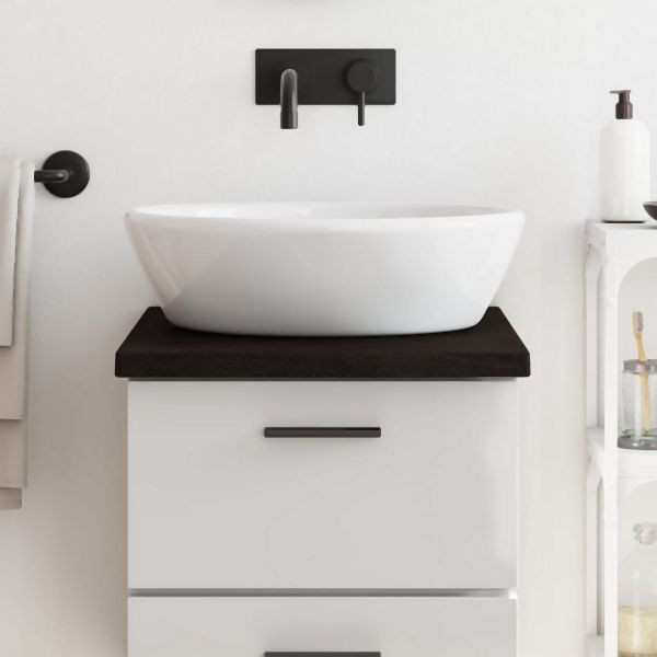 vidaXL Waschtischplatte Dunkelbraun 40x50x(2-4)cm Massivholz Behandelt, 3156192