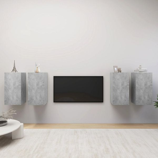 vidaXL TV-Schränke 4 Stück Betongrau 30,5x30x60 cm Holzwerkstoff, 3079160