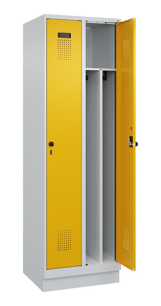 C+P Spind Evolo PLUS, mit Sockel, 2 Abteile, 1950x600x500mm, 7035/1004, Verschluss Drehriegel, 049020-20F S10000