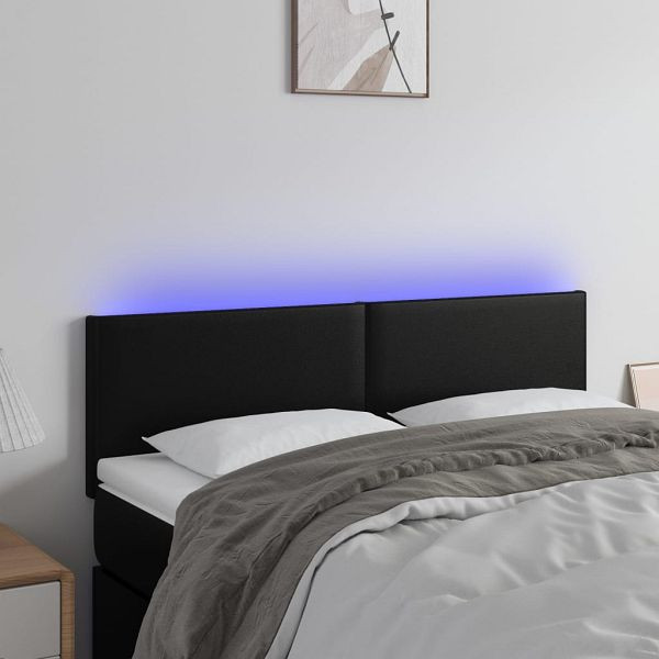 vidaXL LED Kopfteil Schwarz 144x5x78/88 cm Kunstleder, 3121422