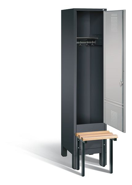 C+P Garderobenschrank Evolo, H1850xB420xT815mm, Farbe: Schwarzgrau / Weißaluminium, 48030-12 S10088