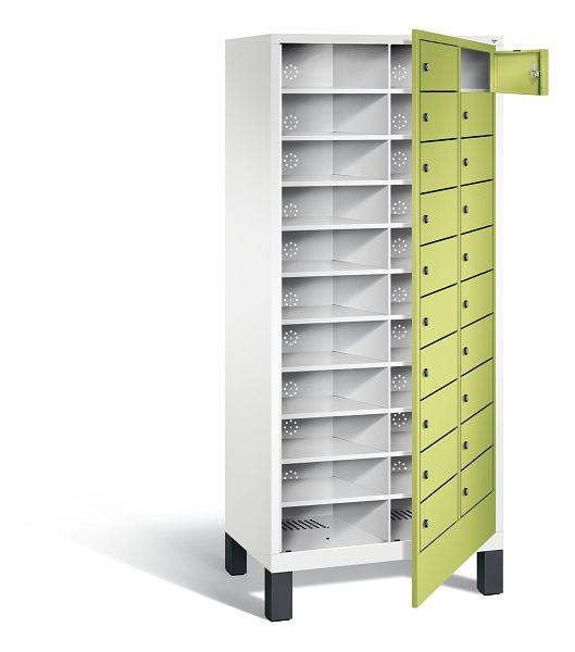 C+P Wäsche-Sammelschrank Evolo, H1850xB810xT500mm, Farbe: Verkehrsweiß / Viridingrün, 48060-210 S10138