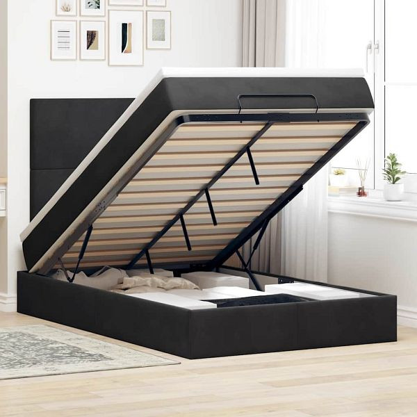 vidaXL Ottoman-Bett mit Matratzen & LEDs Schwarz 120x190 cm Samt, 3314236
