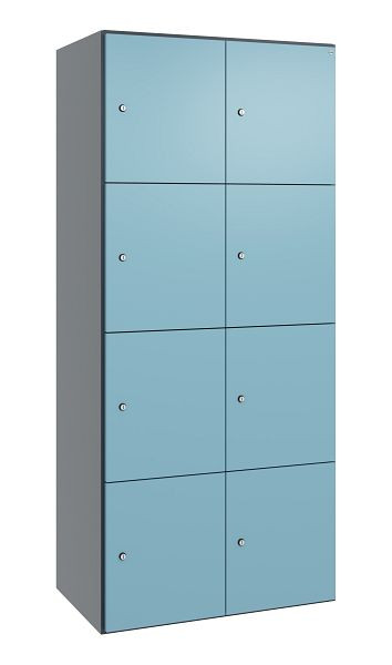 C+P Stahl-Schließfachschrank FlexOffice Prefino, 2 Abteile, H1850B800T525 mm, Anthrazitgrau/Horizontblau, 46080-220404 S10001