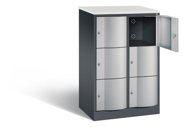 C+P Schließfachschrank Resisto, H1255xB772xT540mm, Farbe: Schwarzgrau / Weißaluminium, 8573-272 S10431