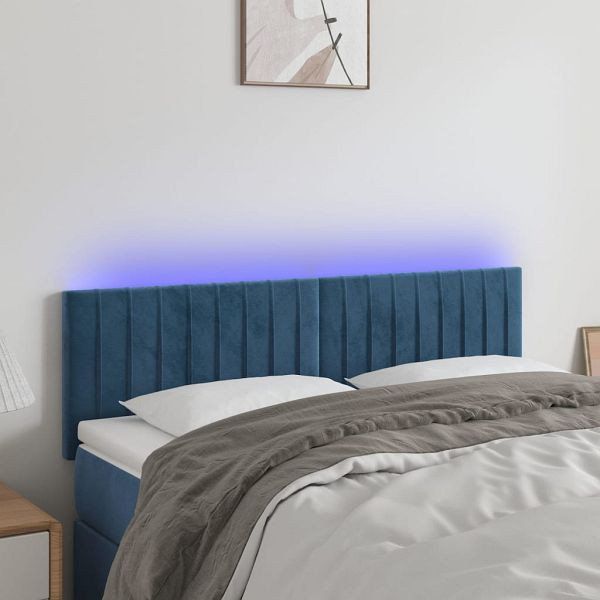 vidaXL LED Kopfteil Dunkelblau 144x5x78/88 cm Samt, 3121902