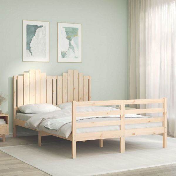 vidaXL Massivholzbett mit Kopfteil, 3194156, 8720845993269