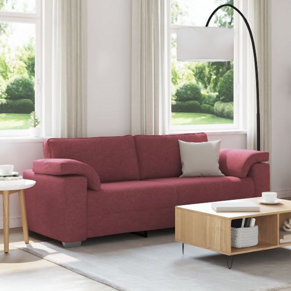vidaXL 3-Sitzer Sofa in Weinrot, 178 cm, aus Stoff, 4105240