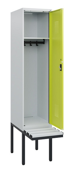 C+P Spind Evolo PLUS, 1 Abteil, 1950x400x815mm, 7035/0024, Zylinderschloss, Material Sitzfläche Kunststoff, 0490405-12 S10096