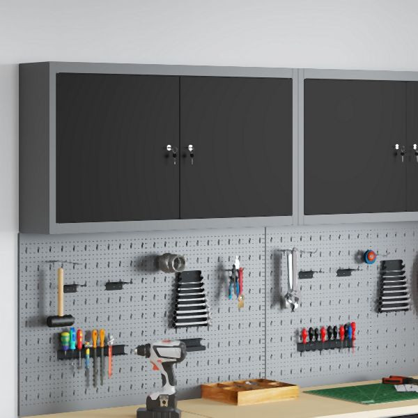 vidaXL Werkzeugschrank Wandmontage Schwarz 100x20x55 cm Stahl, 4103471