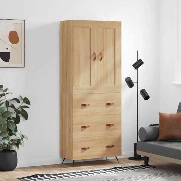 vidaXL Highboard Sonoma-Eiche 69,5x34x180 cm Holzwerkstoff, 3199724