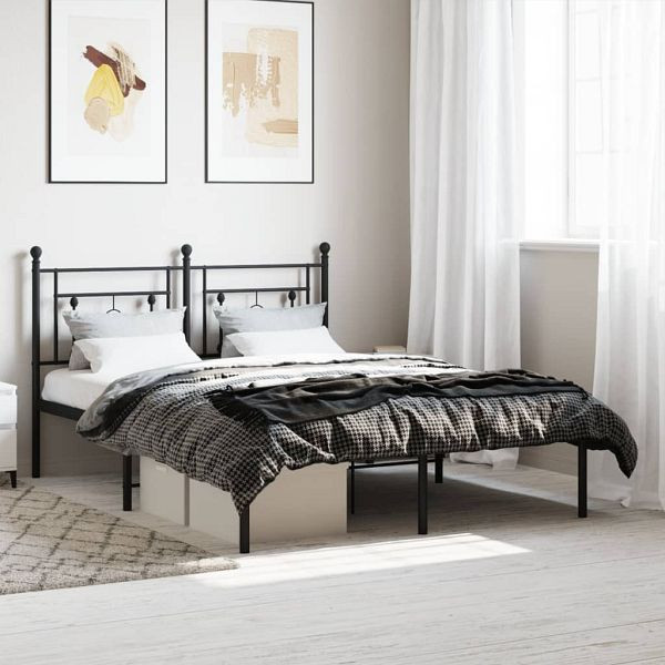 vidaXL Bettgestell mit Kopfteil Metall Schwarz 140x190 cm, 374339