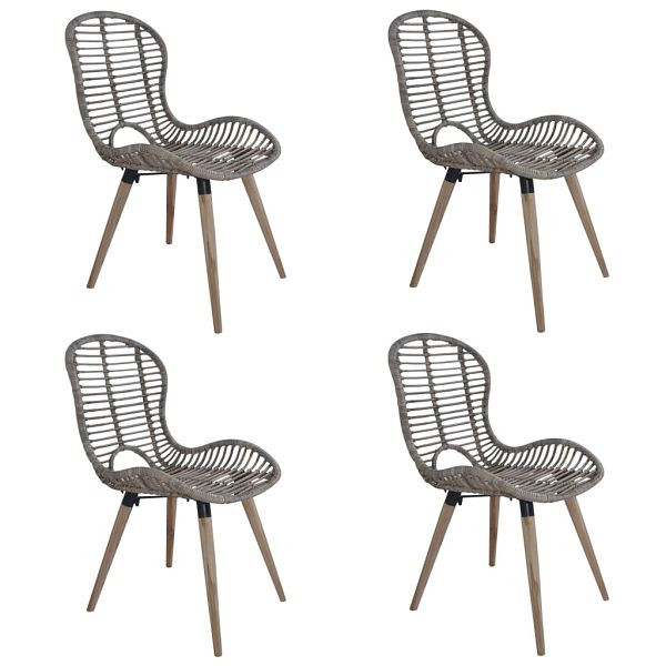 vidaXL Esszimmerstühle 4 Stück Braun Natürliches Rattan, 246854