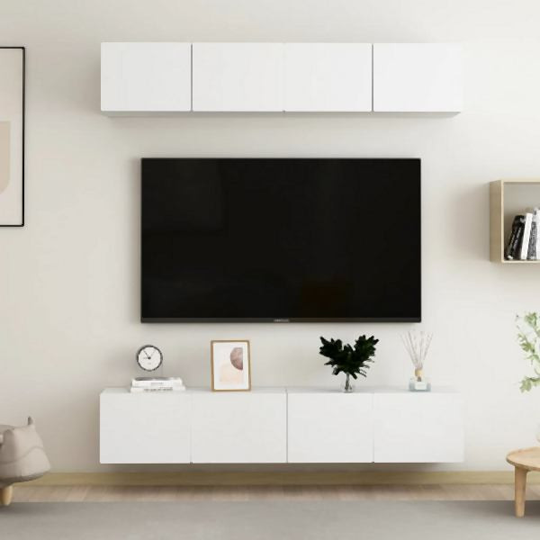 vidaXL TV-Schränke 4 Stück Weiß 80x30x30 cm Holzwerkstoff, 3074451