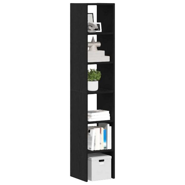 vidaXL Bücherregale 2 Stück Stapelbar Schwarz Eichen-Optik 30x30x80 cm, 858806