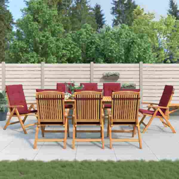 vidaXL Gartenstühle mit Auflagen 8 Stück Massivholz Teak, 3196532