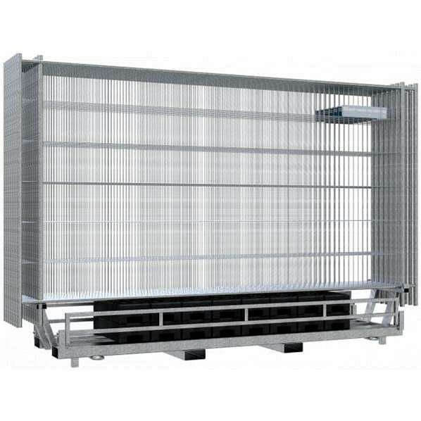 Schake Bauzaun-Set2 mit Twinpalette, 15x Mobil-Bauzaun 2,00x 3,50 m verzinkt, 15x Recyclingfuß für Bauzaun 20 kg, 3B212T-15-SET2