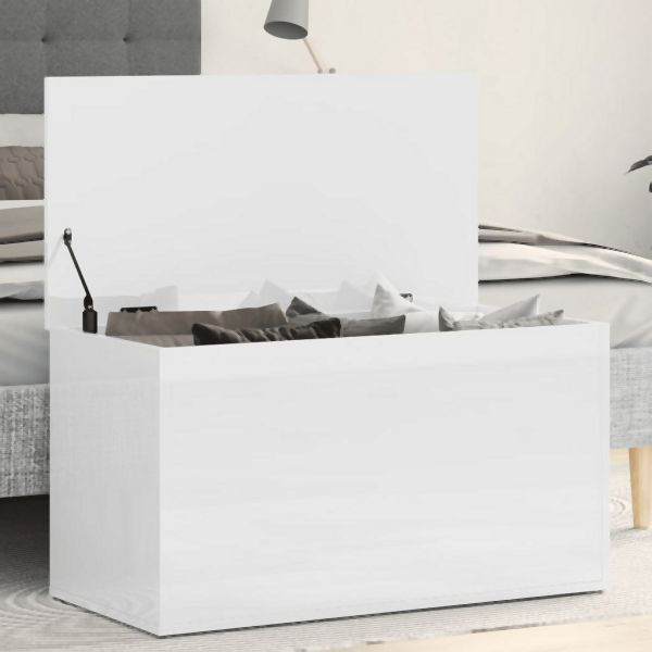 vidaXL Aufbewahrungstruhe Hochglanz-Weiß 84x42x46 cm Holzwerkstoff, 803062