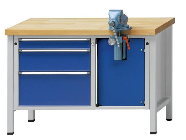 ANKE Werkbänke Montagewerkbank, Modell 804 V, 1270 x 700 x 850 mm, RAL 7035/5010, BMP 50 mm, 340.125