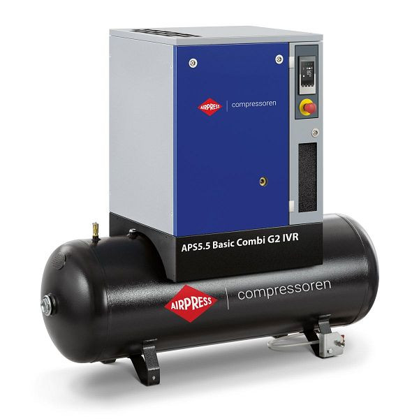 Airpress Schraubenkompressor 10 bar 200L 5.5 PS/4 kW 270-504 l/min (APS 5.5 IVR Basic Combi G2), 362905-IVR