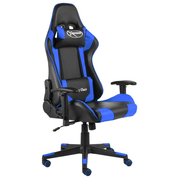 vidaXL Gaming-Stuhl Drehbar Blau PVC, Blau und Schwarz, 20490