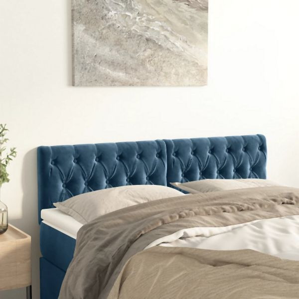 vidaXL Kopfteile 2 Stk. Dunkelblau 80x7x78/88 cm Samt, 346366