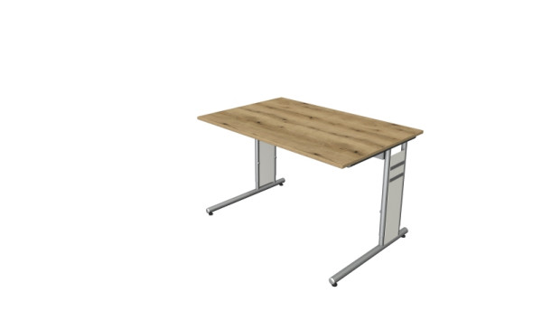 Kerkmann Schreibtisch mit C-Fuß-Gestell, Form 4, B 1200 x T 800 x H 680-820 mm, Asteiche, 11410055
