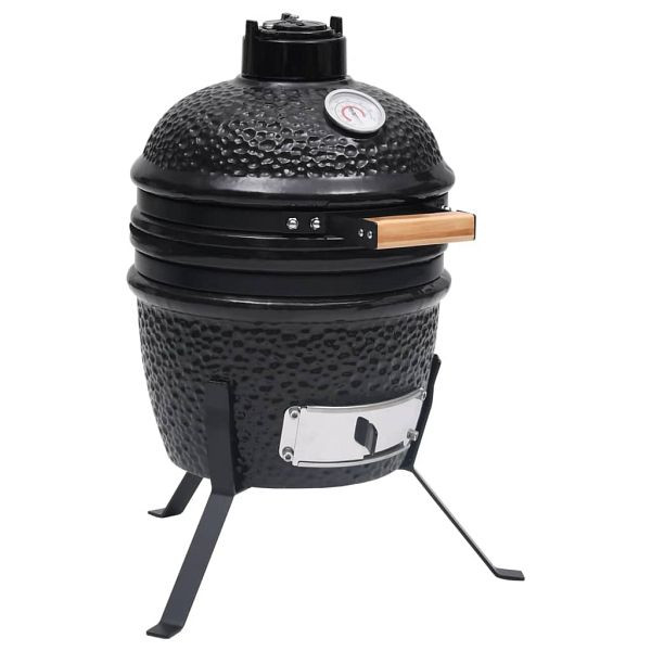 vidaXL 2-in-1 Kamado-Grill Smoker Keramik 56 cm Schwarz, 316093