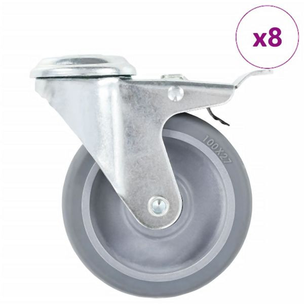 vidaXL 8 Stück Lenkrollen mit Rückenloch 100 mm, 277866