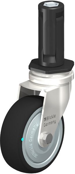 Blickle LRXA-PATH 75KD-FK-EXR03 Edelstahl-Apparate-Lenkrolle mit Expander, Thermoplastisches Polyurethan, Grau, 853378