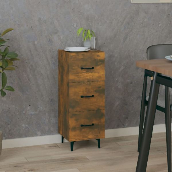 vidaXL Sideboard Räuchereiche 34,5x34x90 cm Holzwerkstoff, 817411