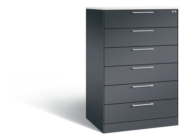 C+P Schubladenschrank Asisto, H1310xB800xT600mm, Farbe: Schwarzgrau, Bügelgriff, 146223-624 S10066